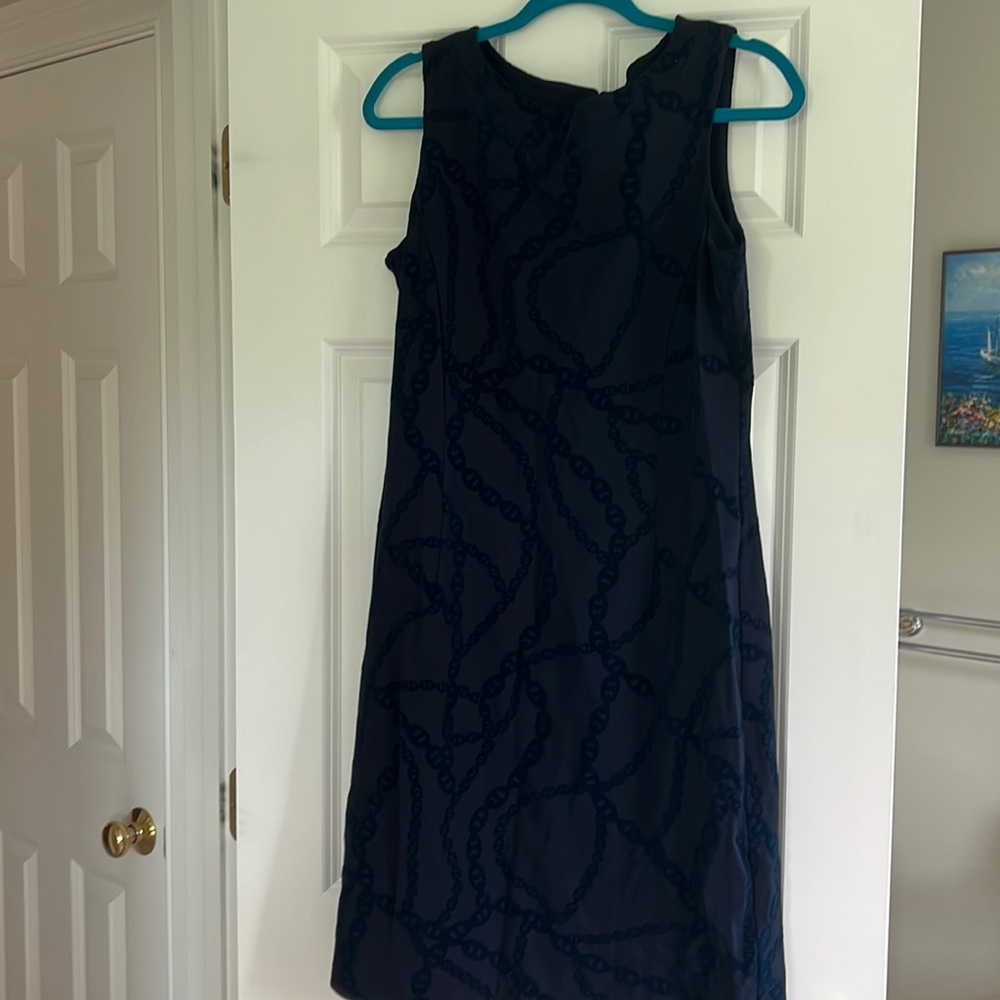 NWT: J. McLaughlin Amelia sleeveless mock collar navy dress, size large